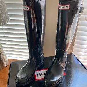 Black original tall gloss Hunter boots